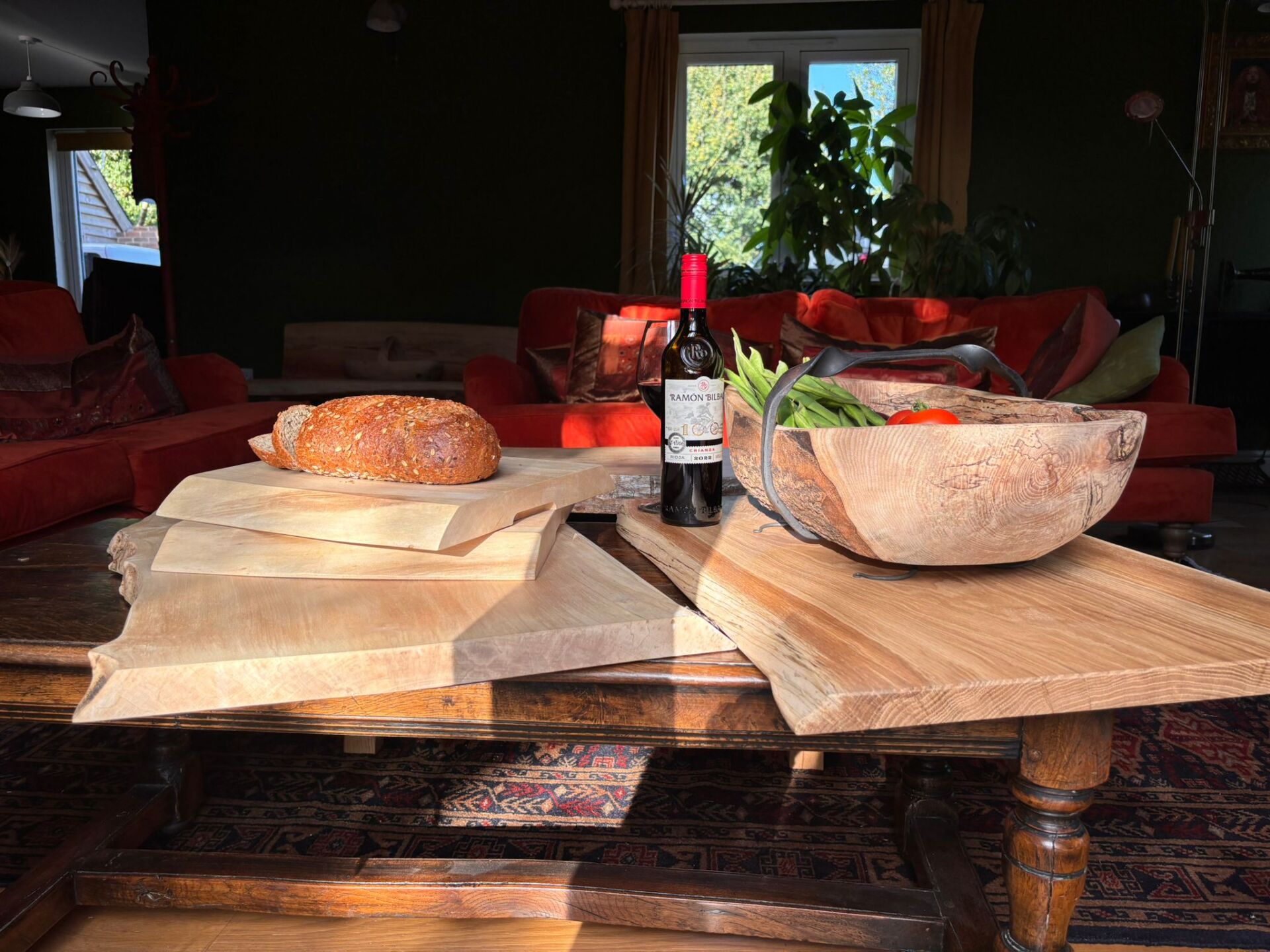 Eco Timber Works solid timber chopping board and fruit trug