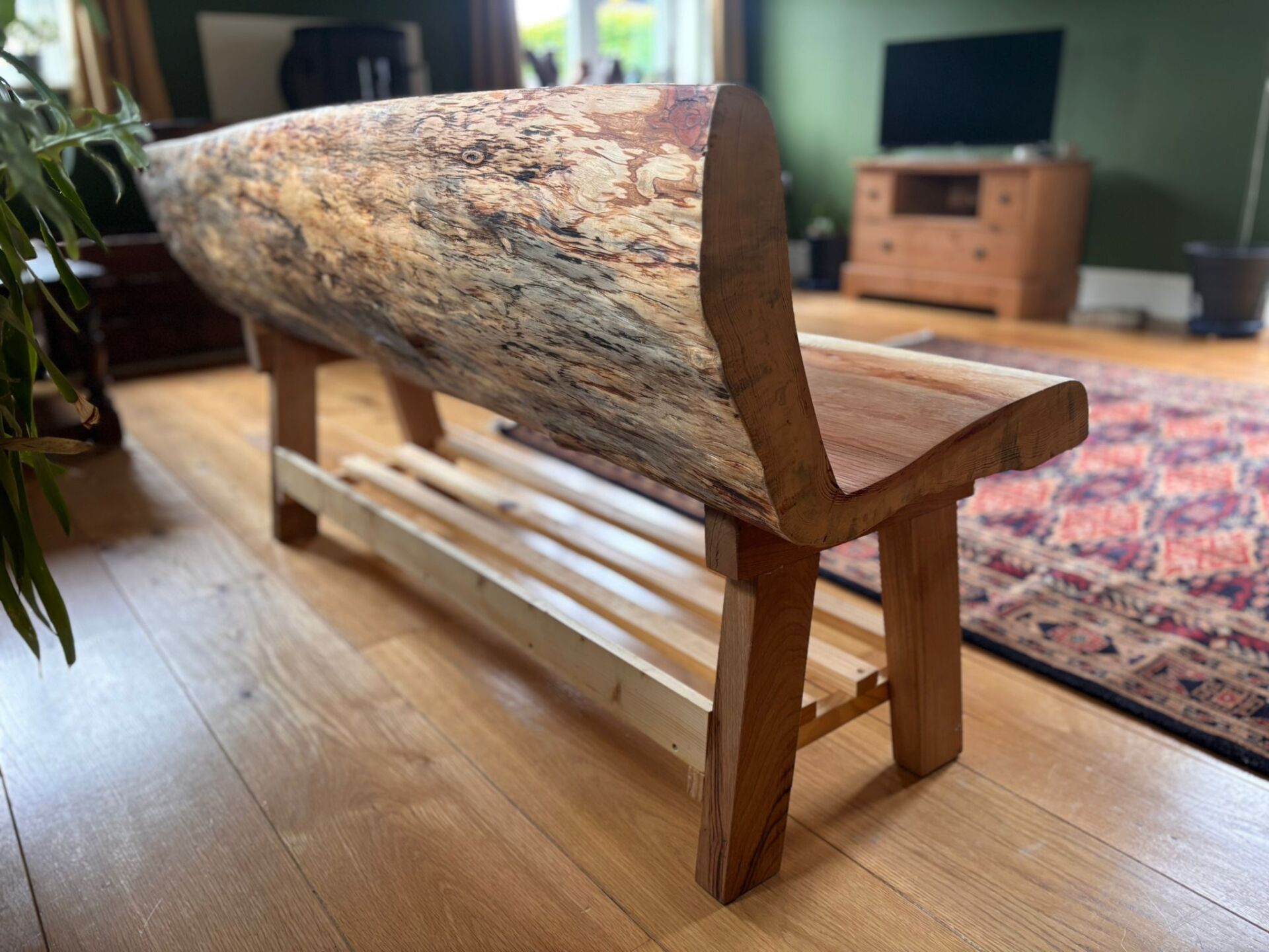 Whole Tree Trunk Into Bench & Entrance Shoe Rack